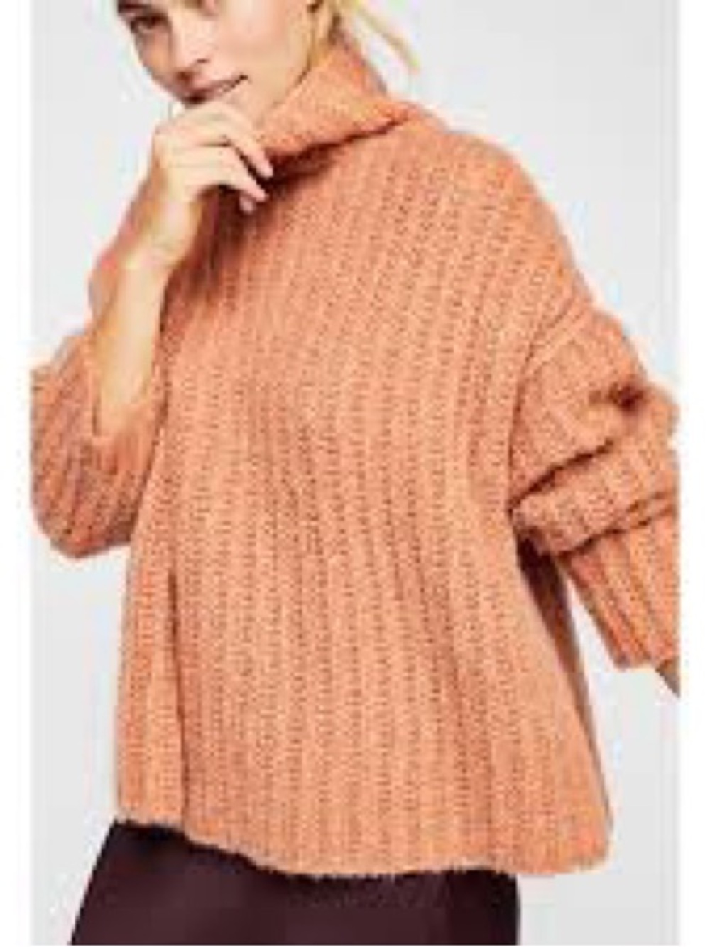 Free People Chunky Knit Turtleneck Sweater Alpaca‎ Blend Oversized